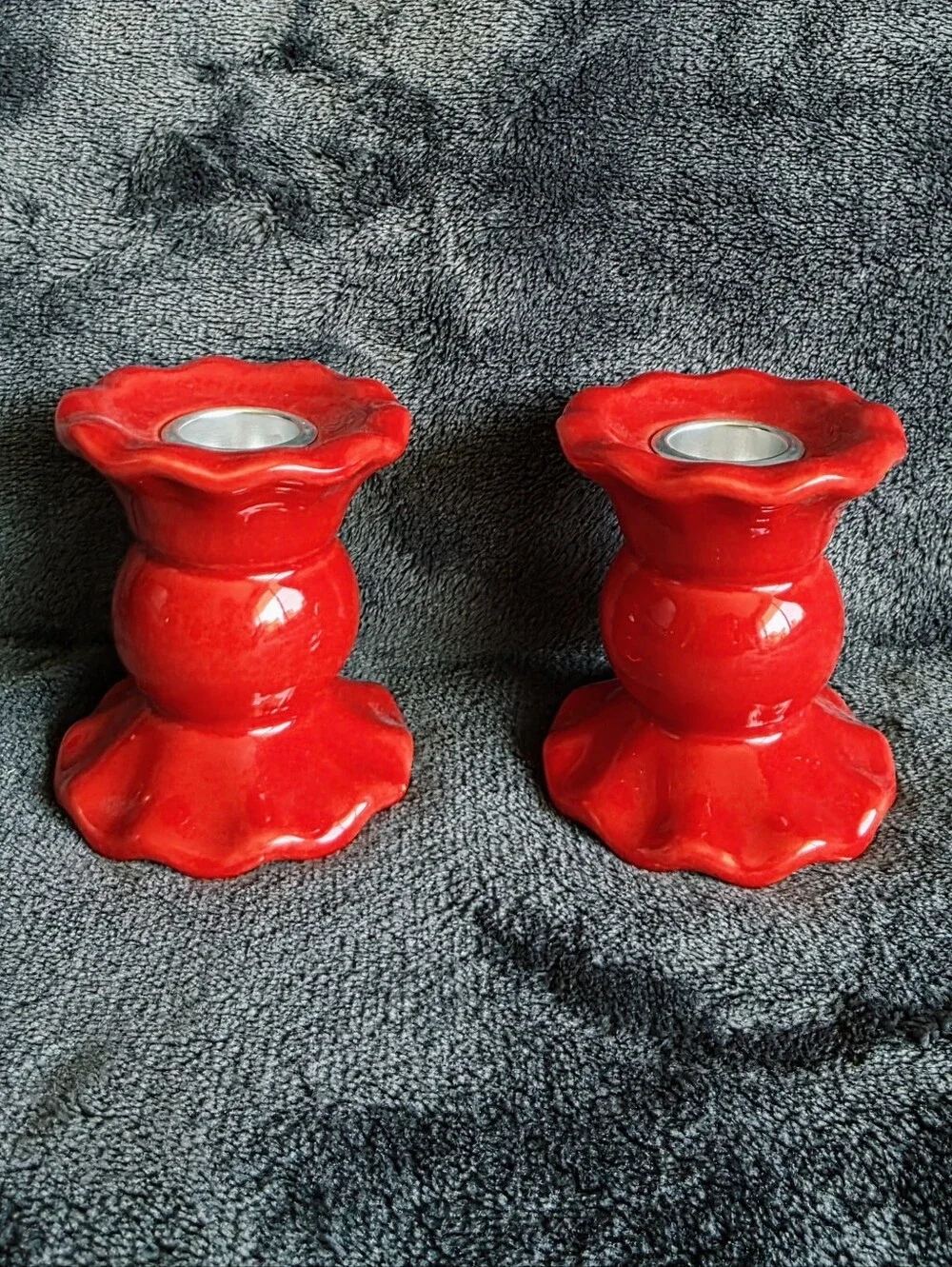 Bundle of 2 new red Taper Candle Holder 3.25
